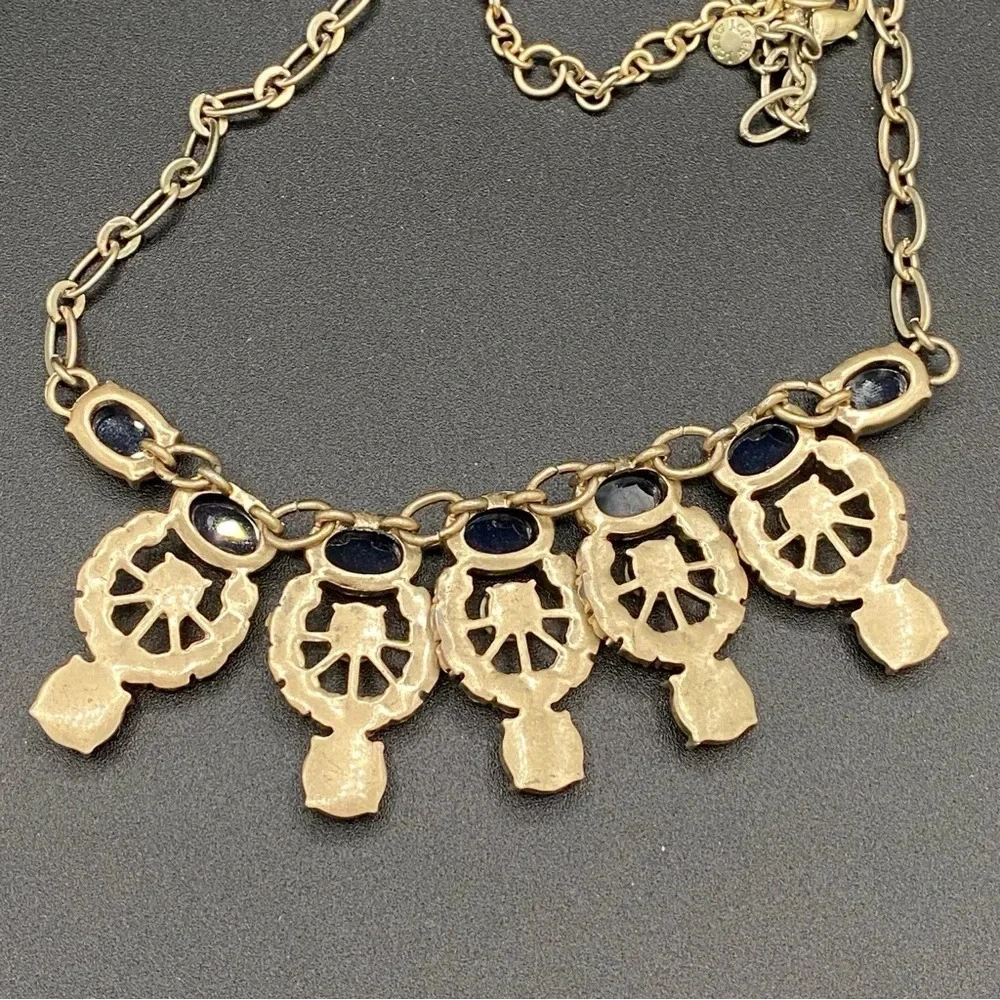 J. Crew Sparkly Statement Bib Necklace in Navy Blue